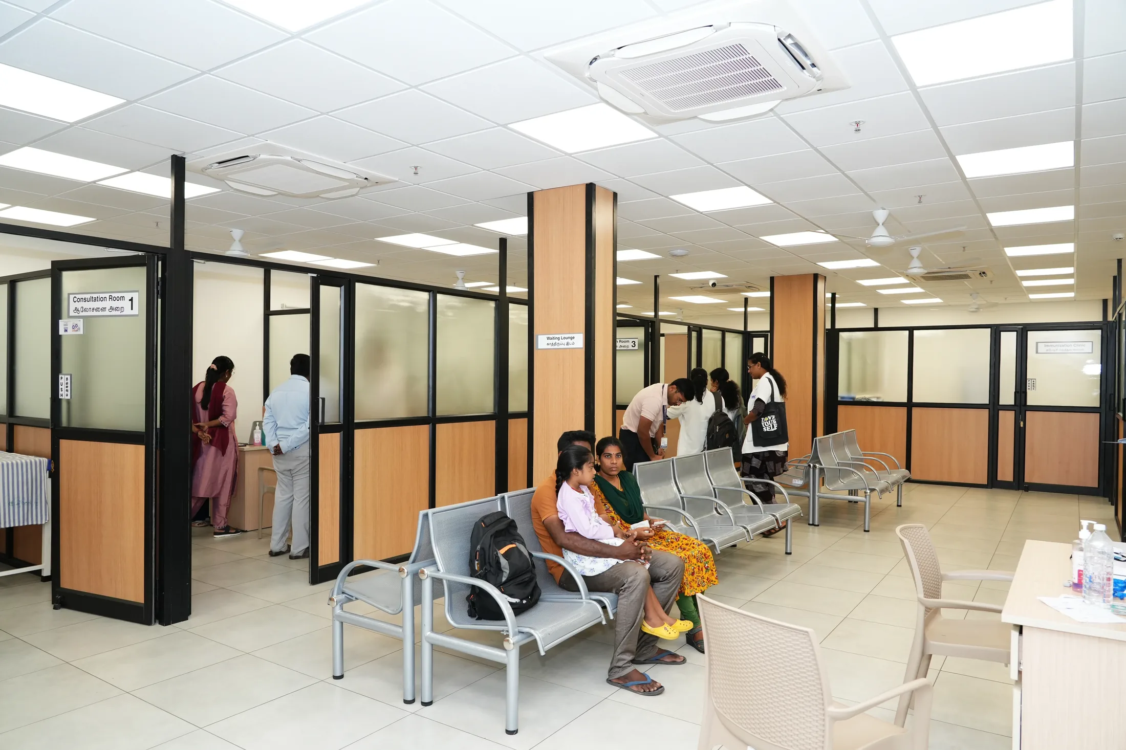 Families waiting at the Paediatrics OPD immunization clinic